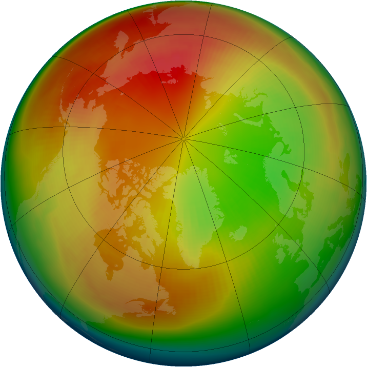 Arctic ozone map for February 1980